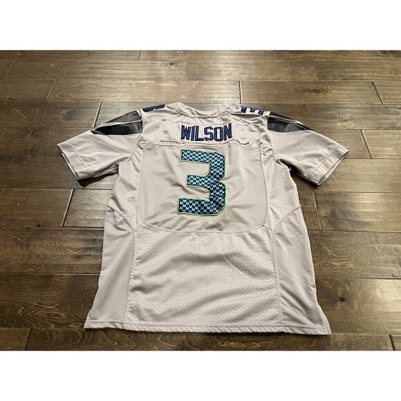 Nike Elite Mens Gray Authentic Russell Wilson #3 Seattle Seahawks Jersey Size 40 - Picture 3 of 10